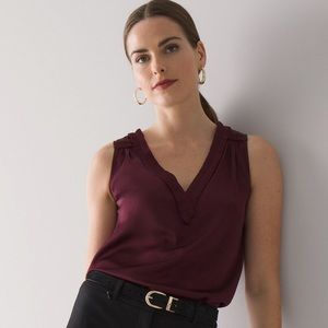 White House Black Market Sleeveless Satin Cross-Back Top